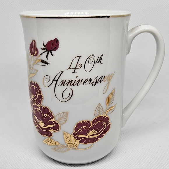 Set Chatillon Ruby Rose Dish Fine China Trinket + Georgian 40th Anniversary Mug - Picture 5 of 8